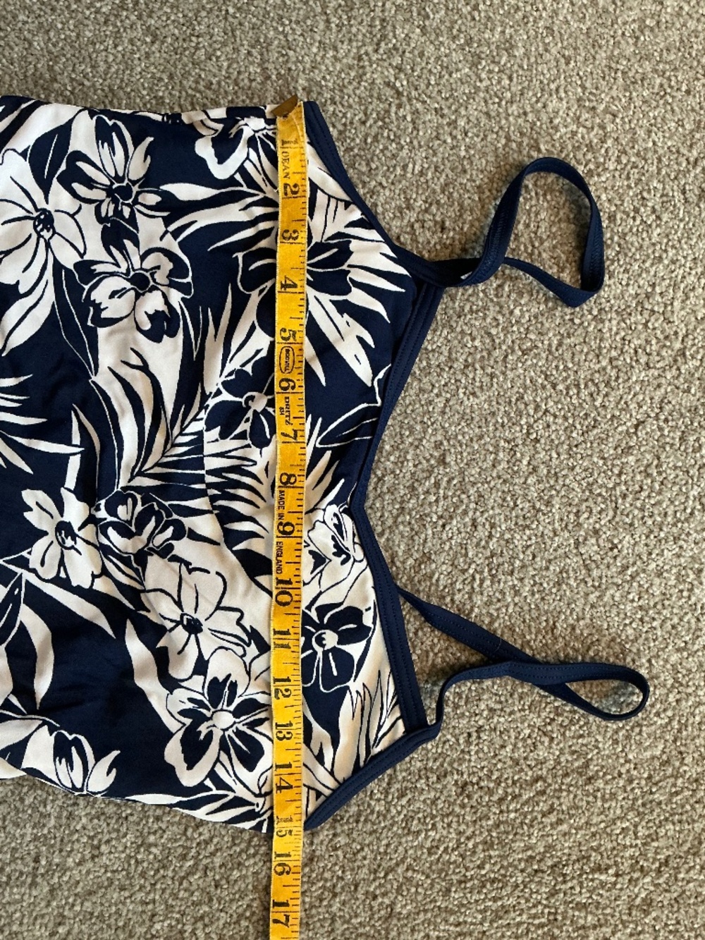 Krista - Tankini Swimsuit Blue and White Floral Top Matching Blue Bottom - Picture 12 of 15